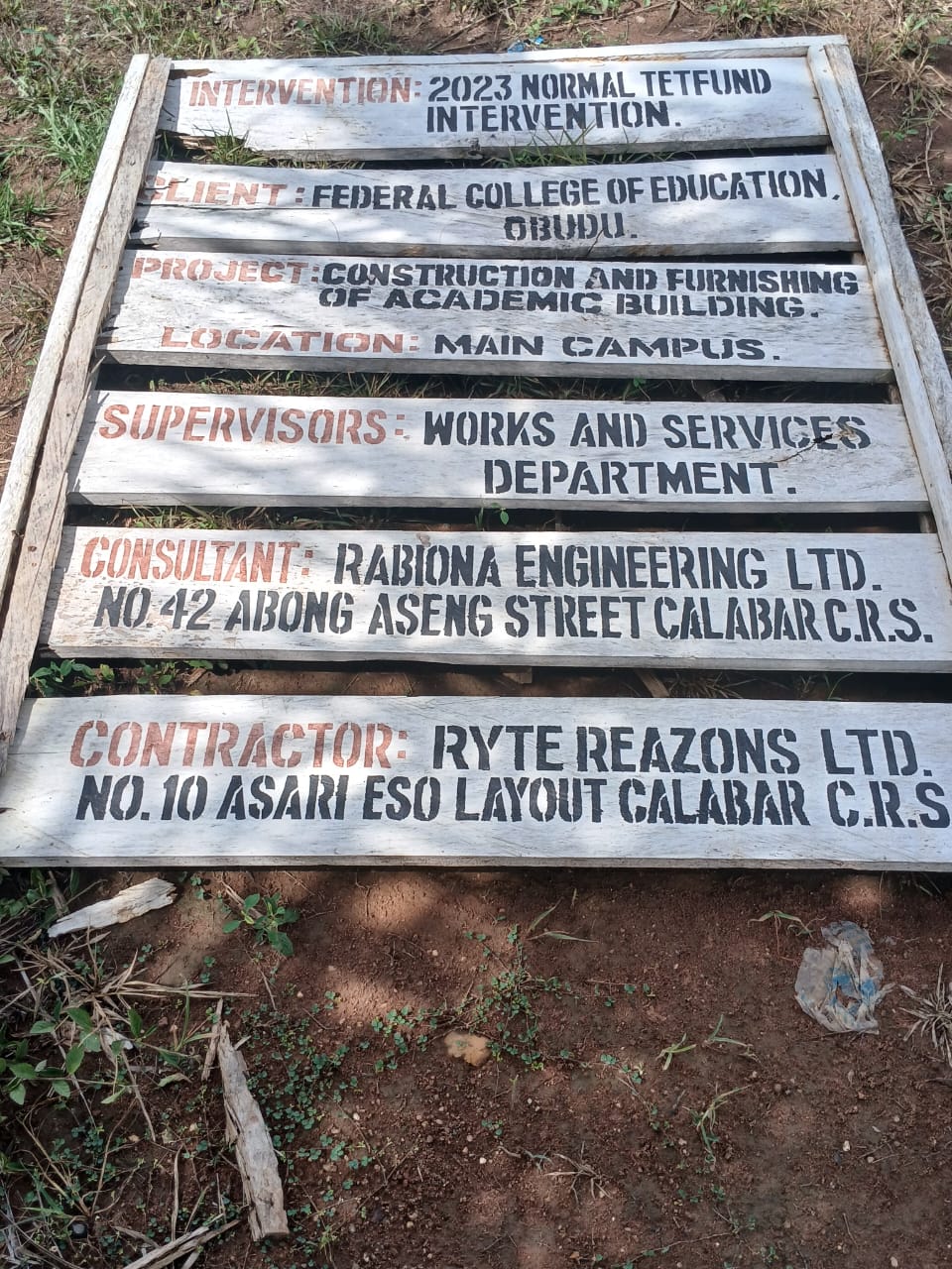 Academic Building, Federal College (Obudu) - construction phase